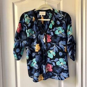 Yumi Kim 100% Silk Hawaiian Floral Blouse